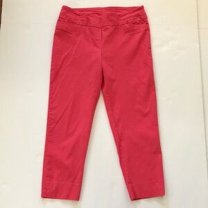 New Directions Coral Pink Ankle Length Slip-on Stretch Pant Size 10